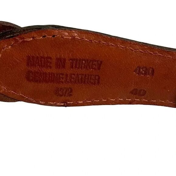 Genuine leather braided belt with gold metal buckle bohemian one size - Picture 6 of 8